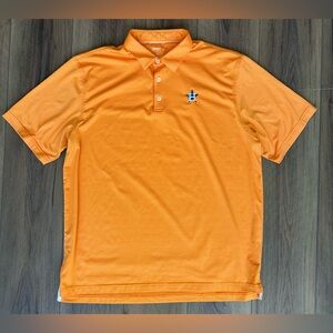 Johnnie-O Shirt Men's XL  Orange Striped Houston Astros Performance Golf Polo